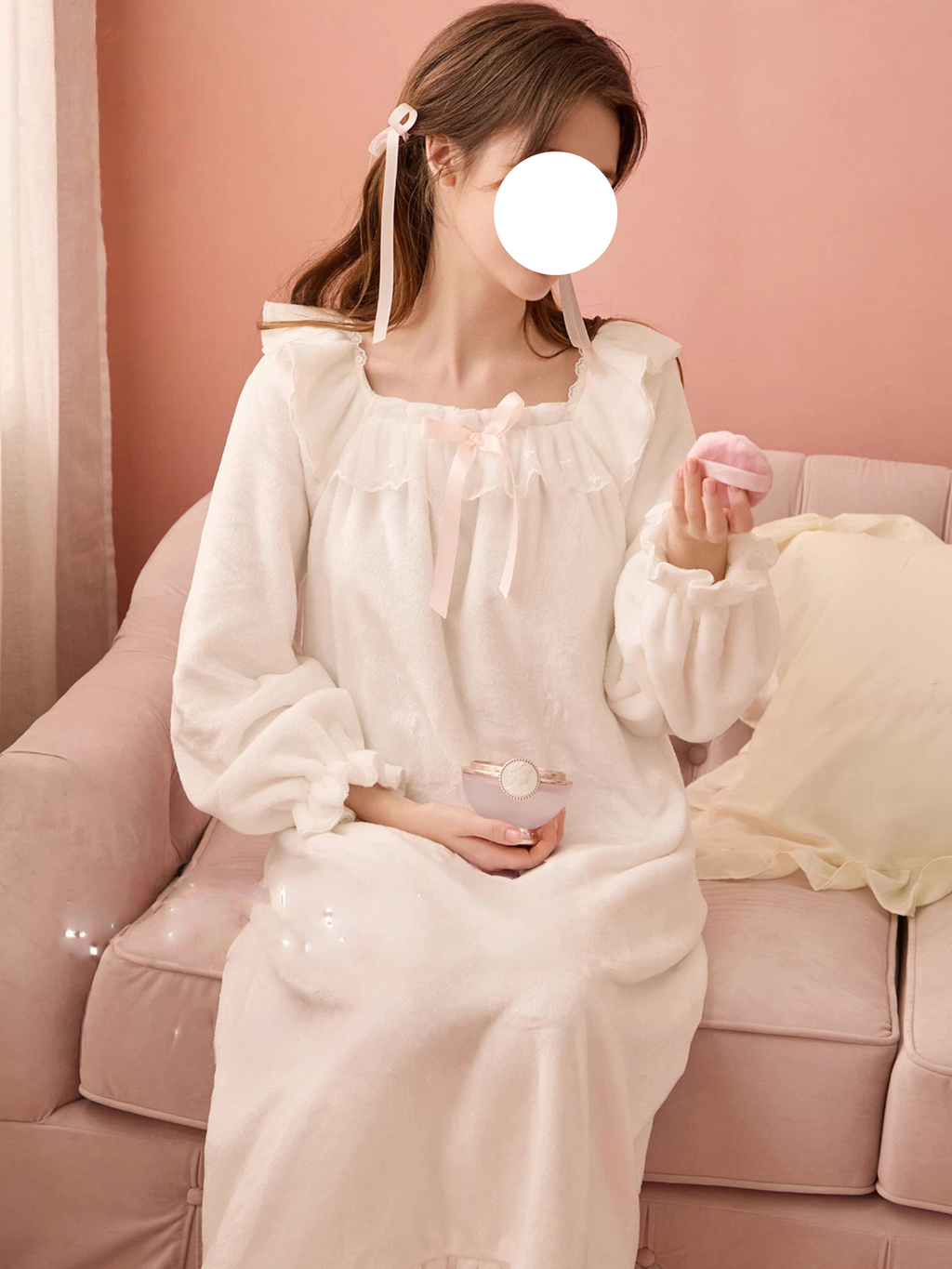 Cream White Plush Fleece Pajamas Cloud Soft Loungewear for Winter Spring Sleep