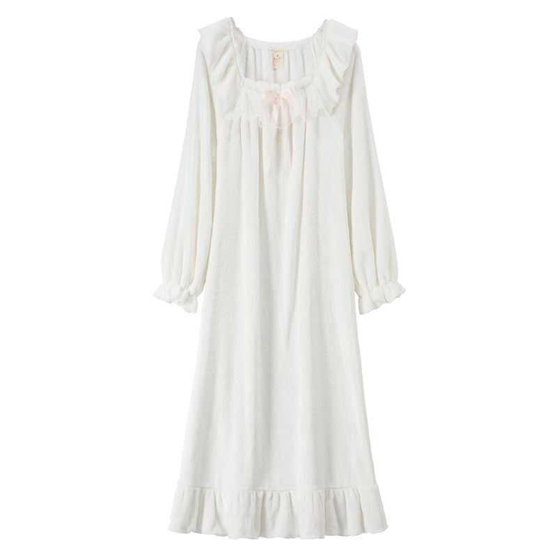 Cream White Plush Fleece Pajamas Cloud Soft Loungewear for Winter Spring Sleep