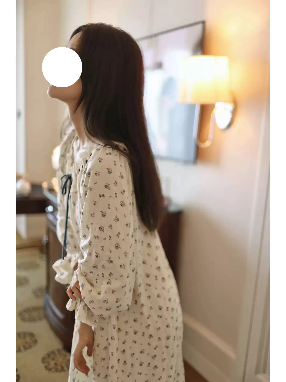 Vintage Floral Off Shoulder Pajamas Gown Lace Trim Long Sleeve Sleep Wear